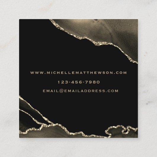 QRコードブラック金ゴールドエレガントゲートソーシャルメディア スクエア名刺 (裏面)