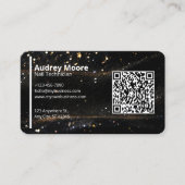 QRコードブラック金ゴールドプロフェッショナル爪、 ネイル技術 名刺 (正面)