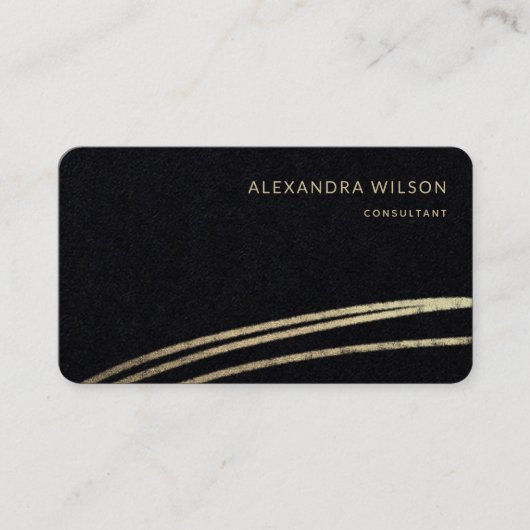 QRコードブラック金ゴールド署名エレガントプロフェッショナル 名刺 (正面)