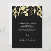 QRコードブラック金ゴールド葉結婚式招待状 招待状 (裏面)