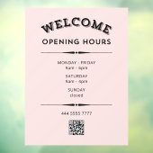 QRコードブラック（ピンク）付きウェルカムオープン時間 ウィンドウサイン (シート3)