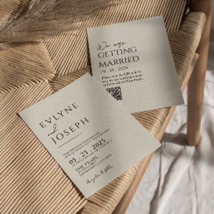 QRコードブラック&ベージュボホニュートラル結婚ズ 招待状