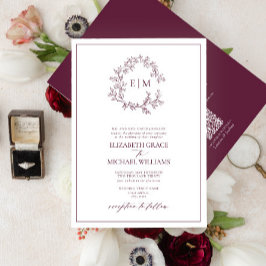 QRコードブルゴーニュフォーマルリーフェリークレストモノグラム 招待状