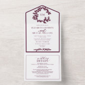 QRコードブルゴーニュリーリークレストモノグラム結婚ズ オールインワン招待状 (内側)