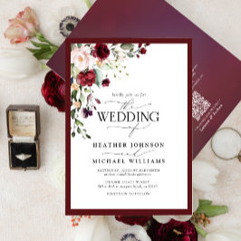 QRコードブルゴーニュ赤面フローラ水彩画 招待状