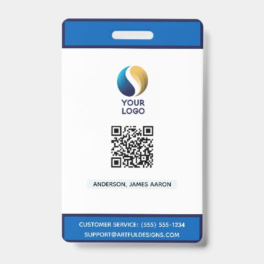 QRコードブルーでロゴを追加企業の バッジ (Front)