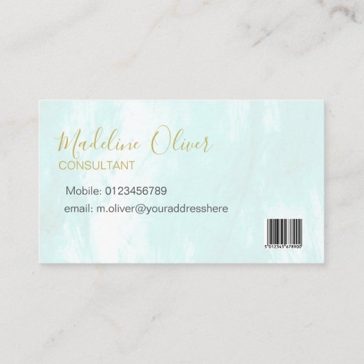 QRコードブルーアクアモダン水色 名刺 (裏面)