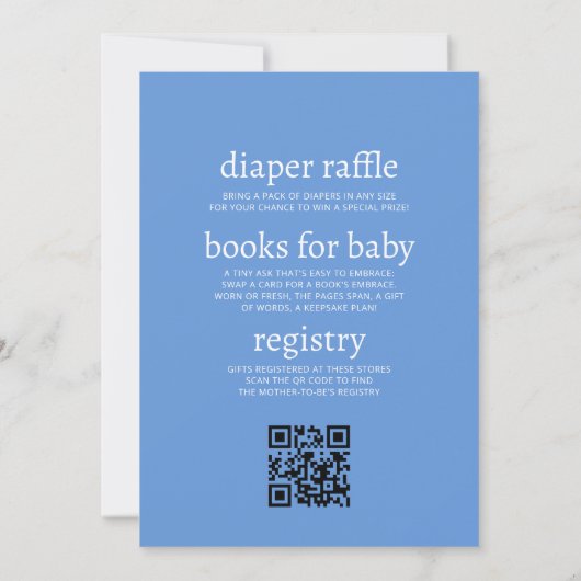 QRコードブルーイタリアンタイルレモン赤ちゃんシャワー 招待状 (裏面)