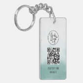 QRコードブルーウォーターカラービジネスロゴプロフェッショナル キーホルダー (正面左)