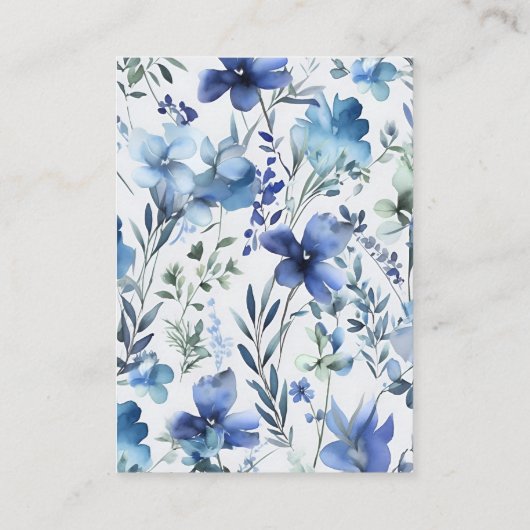 qrコードブルーウォーターカラーワイルドフラワー結婚ズ エンクロージャーカード (裏面)