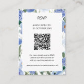 QRコードブルーウォーター色フローラ結婚式RSVP エンクロージャーカード (正面)