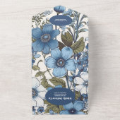 QRコードブルーペリウィンクルワイルドフラワー結婚ズ オールインワン招待状 (外側)