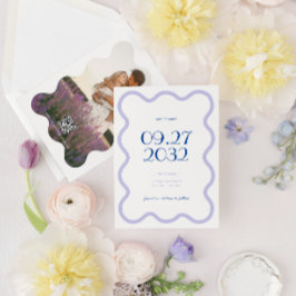 QRコードブルーラベンダー波ホタテ結婚ラ写真 セーブザデート