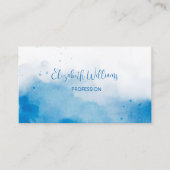 QRコードブルー水彩背景 名刺 (正面)