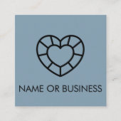 QRコードブルー淡い色のプロフェッショナルジェムハートスクエア スクエア名刺 (正面)