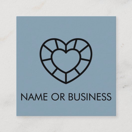 QRコードブルー淡い色のプロフェッショナルジェムハートスクエア スクエア名刺 (正面)