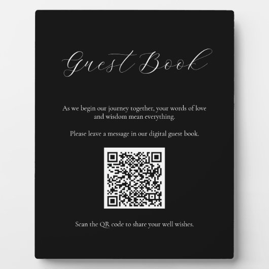 QRコードプラーク付きブラックゲストブックサイン フォトプラーク (正面)