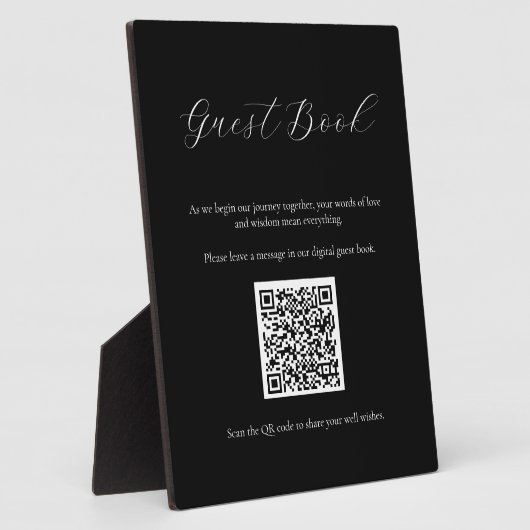 QRコードプラーク付きブラックゲストブックサイン フォトプラーク (側面)