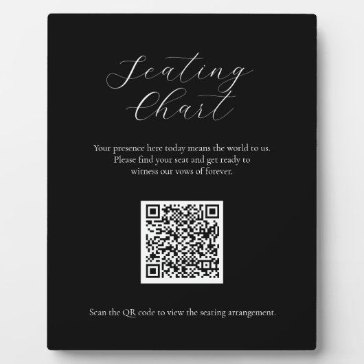 QRコードプレート付きブラックシーティングチャート記号 フォトプラーク (正面)