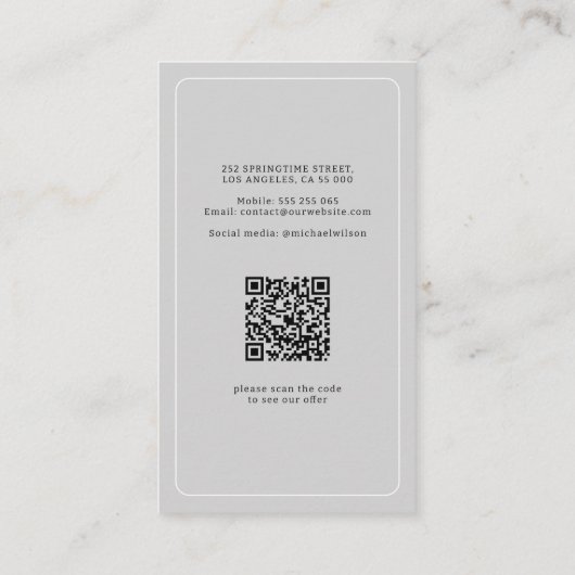 QRコードプロフェッショナルカスタムフォトロゴポートレート 名刺 (裏面)