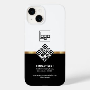 QRコードプロフェッショナルカスタムロゴ黒金ゴールドモダン Case-Mate iPhone 14ケース