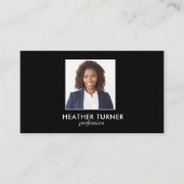 QRコードプロフェッショナルスクエアヘッドショットフォトブラック 名刺 (正面)