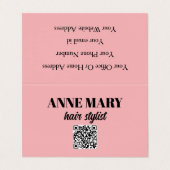 QRコードプロフェッショナルピンクブラックヘアスタイリストモダン 名刺 (外部フラット)