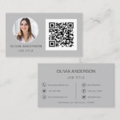 QRコードプロフェッショナルフォトシルバーグレービジネスCa 名刺 (正面/裏面)