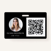 QRコードプロフェッショナルフォトホワイトビジネスカード不良 バッジ (正面)