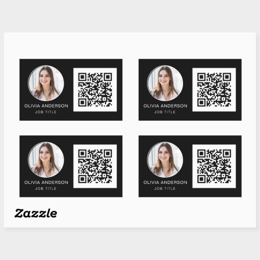 QRコードプロフェッショナルフォトホワイトビジネスカードRec 長方形シール (シート)