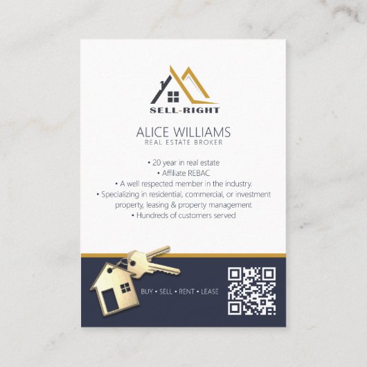 QRコードプロフェッショナルフォトモダン不動産仲介業者ブローカー 名刺 (裏面)