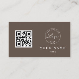 QRコードプロフェッショナルブラウンクラシックロゴカスタム 名刺