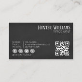 QRコードプロフェッショナルブラックヴィンテージタトゥーアーティスト 名刺 (裏面)