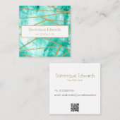 QRコードプロフェッショナルブルー金ゴールドカラーデザイナー スクエア名刺 (正面/裏面)