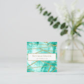 QRコードプロフェッショナルブルー金ゴールドカラーデザイナー スクエア名刺 (スタンド正面)