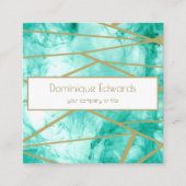 QRコードプロフェッショナルブルー金ゴールドカラーデザイナー スクエア名刺 (正面)