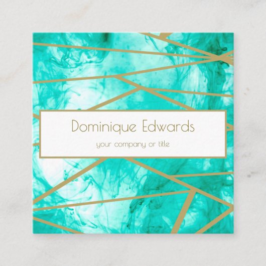 QRコードプロフェッショナルブルー金ゴールドカラーデザイナー スクエア名刺 (正面)