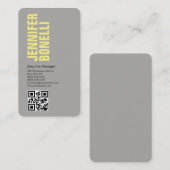 QRコードプロフェッショナルミニマリストはっきりしたグレー黄色 名刺 (正面/裏面)