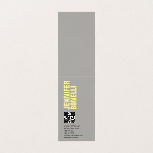 QRコードプロフェッショナルミニマリストはっきりしたグレー黄色 名刺 (外部フラット)