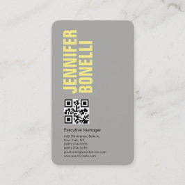 QRコードプロフェッショナルミニマリストはっきりしたグレー黄色 名刺