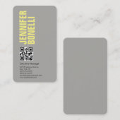 QRコードプロフェッショナルミニマリストはっきりしたグレー黄色 名刺 (正面/裏面)