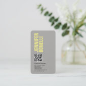 QRコードプロフェッショナルミニマリストはっきりしたグレー黄色 名刺 (スタンド正面)