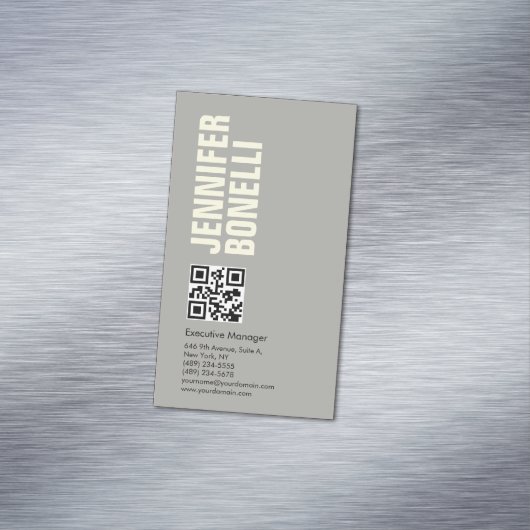 QRコードプロフェッショナルミニマリストはっきりしたグレー マグネット名刺 (インサイチュ)