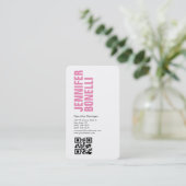 QRコードプロフェッショナルミニマルはっきりしたリストピンクホワイト 名刺 (スタンド正面)