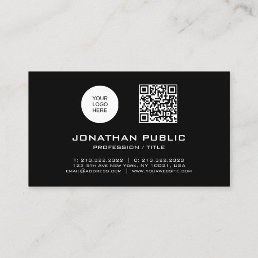 QRコードプロフェッショナルモダンテンプレートバーコード 名刺 (正面)