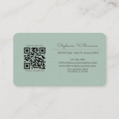 QRコードプロフェッショナルロゴSage Green モダン 名刺 (裏面)