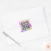 QRコードプロモーション名くもの巣自筆模写ピンク スクエアシール (封筒)