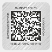 QRコードプロモーション名連絡くもの巣クラフトシルバー スクエアシール (正面)