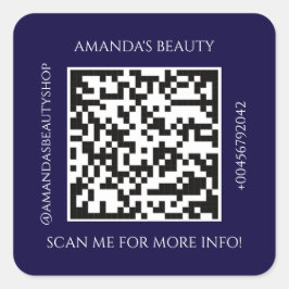 QRコードプロモーション名連絡紫 スクエアシール