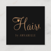 QRコードヘアスタイリストプロフェッショナル金ゴールド黒 スクエア名刺 (正面)
